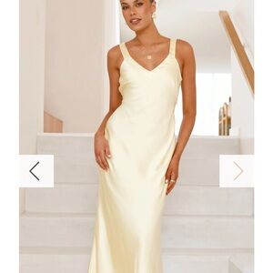 Elegant Cream Satin V-Neck Maxi Slip Dress